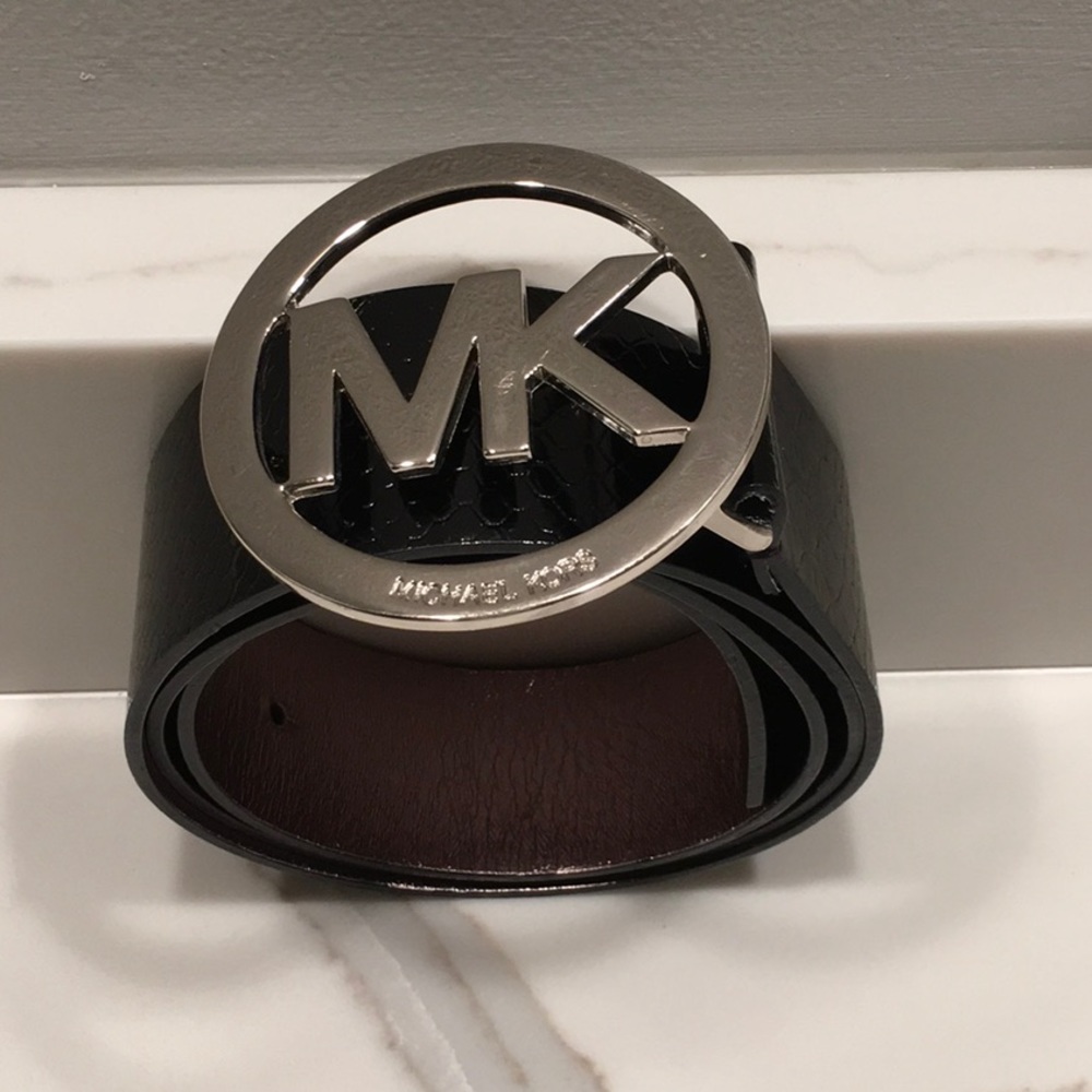 Used Michael Kors black synthetic snakeskin belt